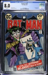 Cover Scan: Batman #251 CGC VF 8.0 Joker's Revenge! Classic Neal Adams Joker Cover! - Item ID #466596