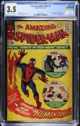 Cover Scan: Amazing Spider-Man #8 CGC VG- 3.5 1st Appearance Living Brain! Human Torch! - Item ID #469363