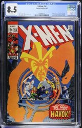 Cover Scan: X-Men #58 CGC VF+ 8.5 Off White 1st Appearance Havok! Neal Adams Cover!! Iceman! - Item ID #469384