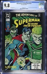 Cover Scan: Adventures of Superman #473 CGC NM/M 9.8 Green Lantern Guy Gardner Appearances! - Item ID #476039