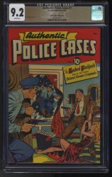 Cover Scan: Authentic Police Cases #7 CGC NM- 9.2 White Pages Mile High Matt Baker Cover! - Item ID #496151