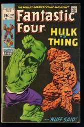 Cover Scan: Fantastic Four #112 VG+ 4.5 Incredible Hulk Vs Thing Battle! - Item ID #524708