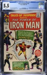 Cover Scan: Tales Of Suspense #57 CGC FN- 5.5 White Pages Stan Lee! 1st App Hawkeye! - Item ID #618429
