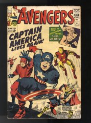 Cover Scan: Avengers #4 GD/VG 3.0 Off White 1st Silver Age Captain America! - Item ID #624242